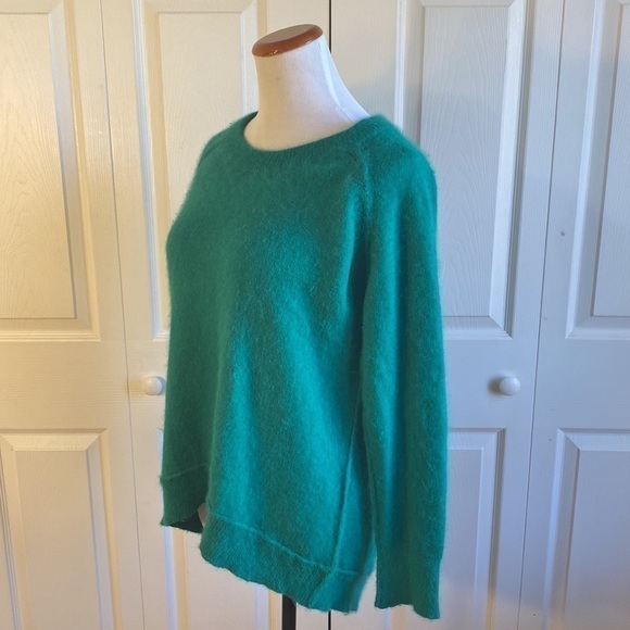 Sandro Green Angora Blend Hi-Lo Crew Neck Sweater Size 3 = US 8 - Picture 3 of 11